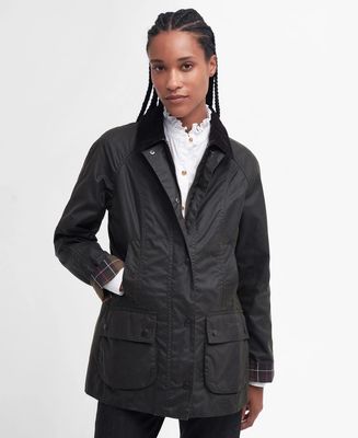 Beadnell Ladies Waxed Cotton Coat - Olive