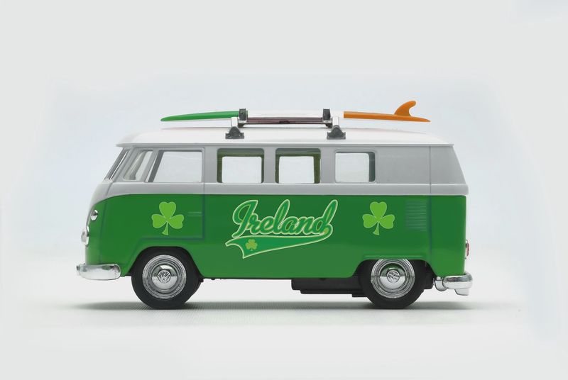 Volkswagen Camper Van With Tricolour Surfboard