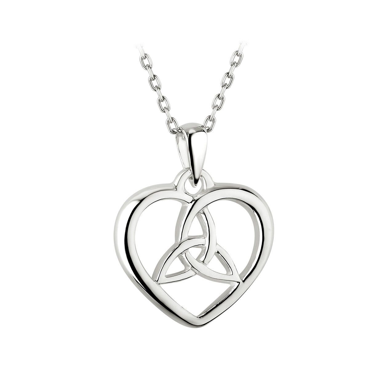 Sterling Silver Trinity Knot Heart Necklace