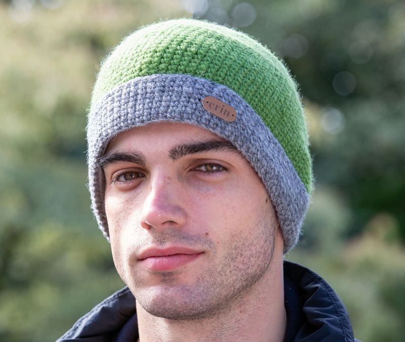 Crochet Turn Up Hat - Lime Green