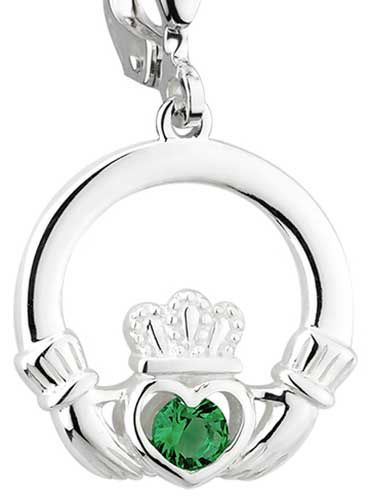 Green Claddagh Drop Earrings