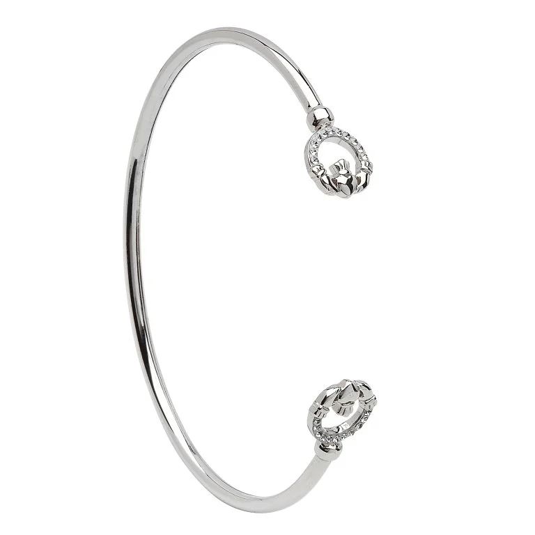 Sterling Silver Swarovski Claddagh Cuff Bangle