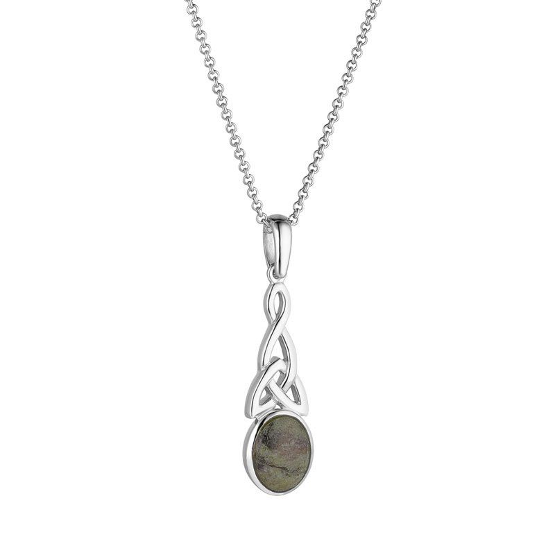 Long Trinity Knot with Connemara Marble Necklace