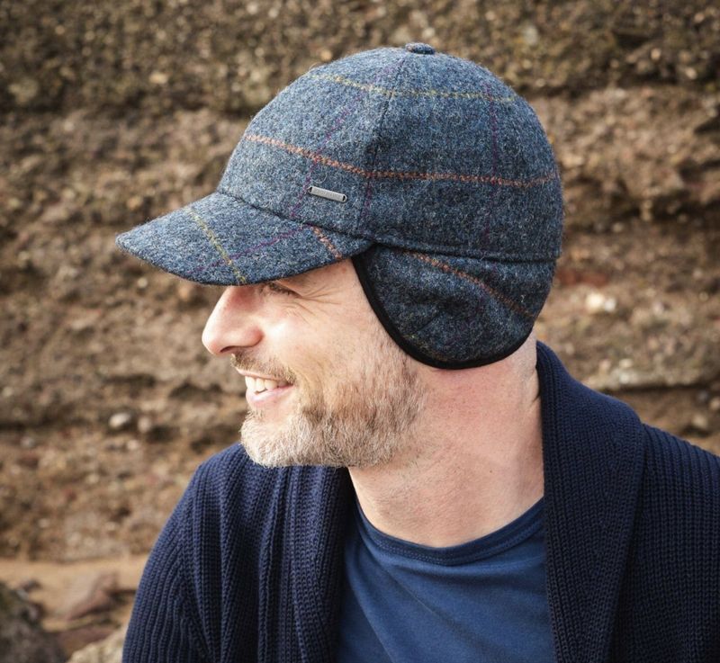 Baseball Cap with Ear Flap Charcoal Denim
