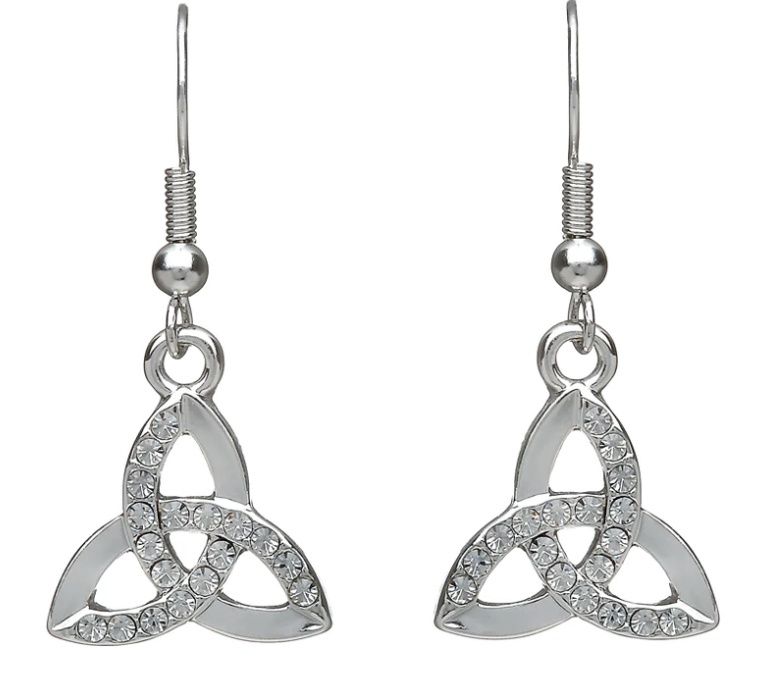 Silver plated CZ Trinity earrings￼