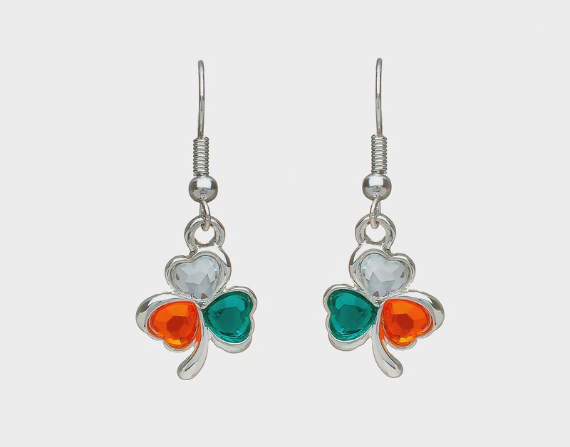 Silver Plated Tricolour Shamrock Earrings