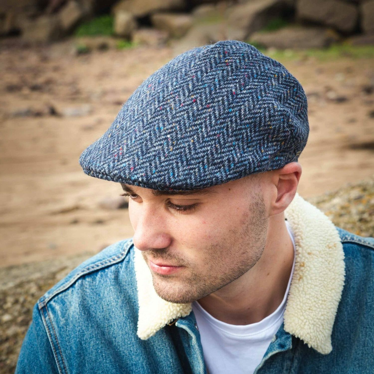 Sports Cap Navy Donegal Herringbone