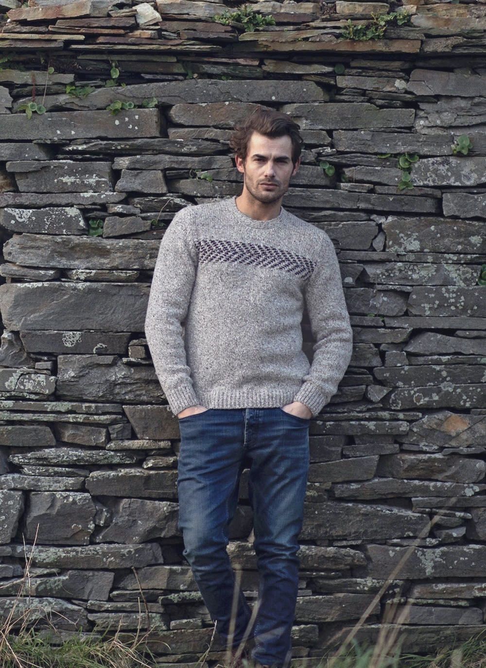 Herringbone Stitch Crew Neck - Olive