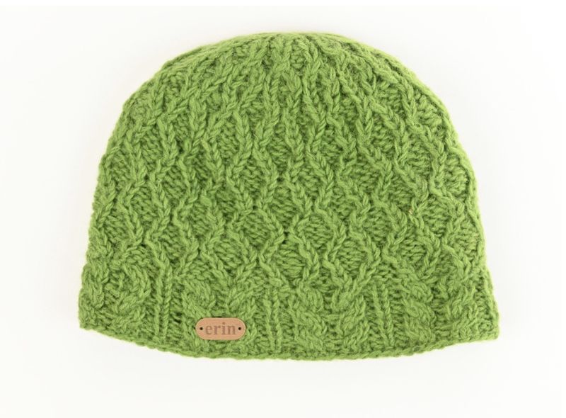 Aran Diamond Pull On Hat - Green