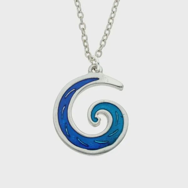 Wave Breaker Enamelled Pendant