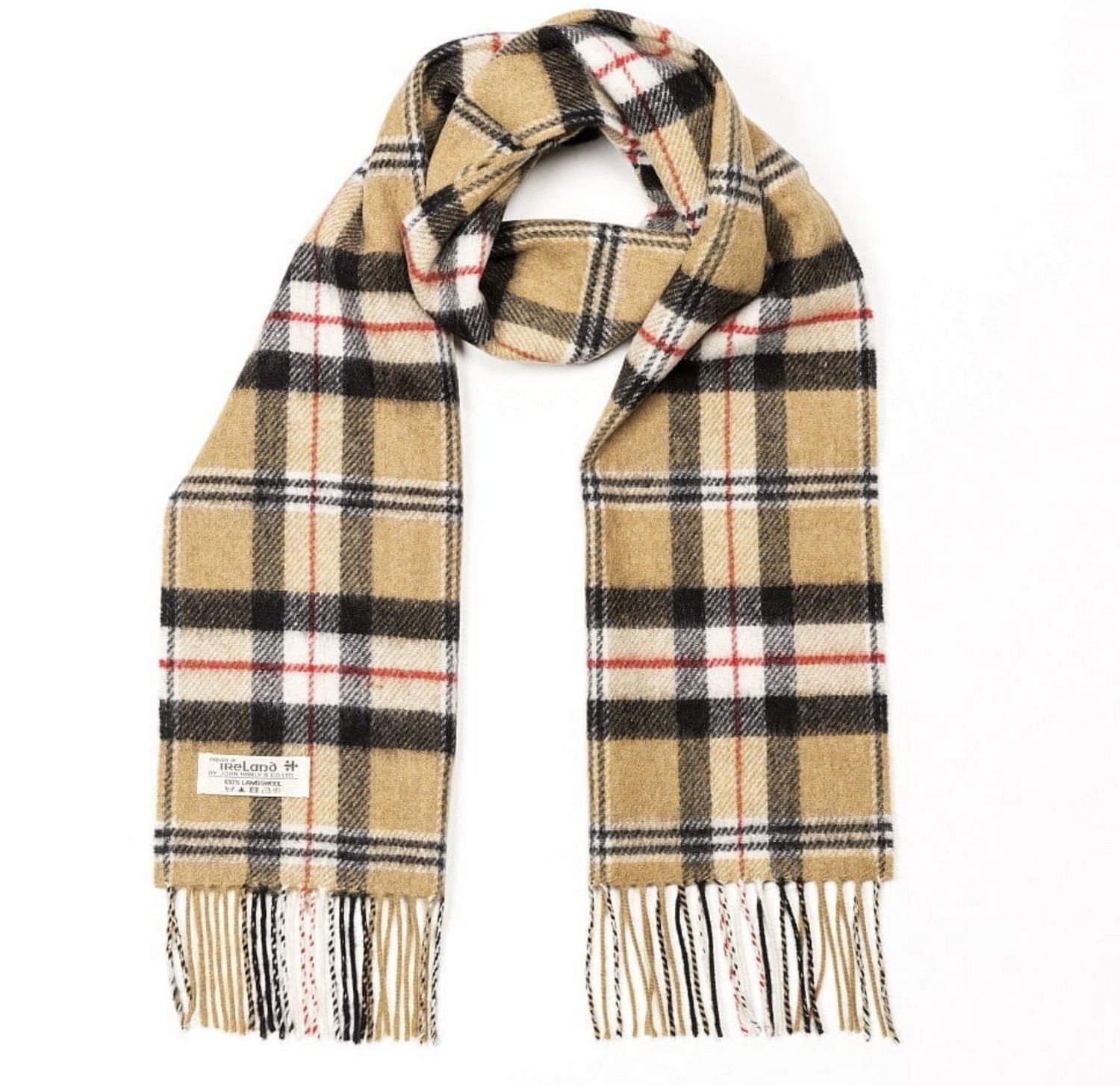 Irish Wool Scarf Short Camel of Merrick Tartan