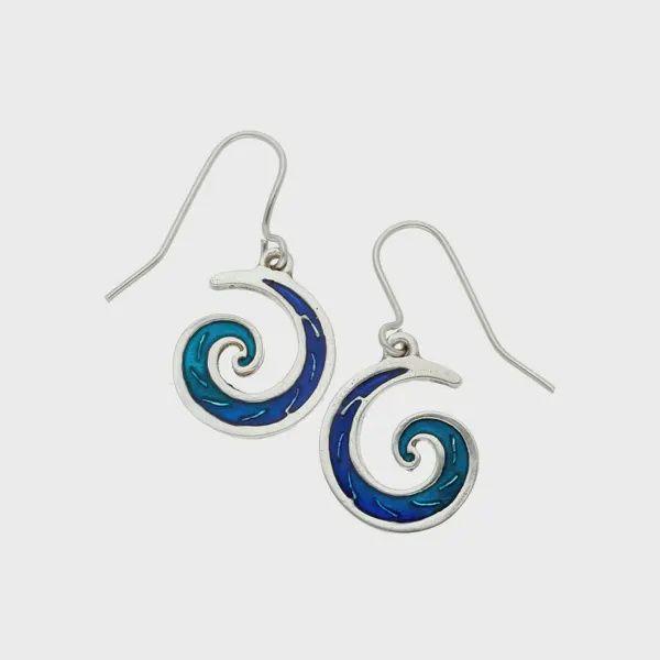 Wave Breaker Enamelled Earrings