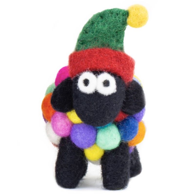 Knitted Sheep Collectible - Small Elf Hat