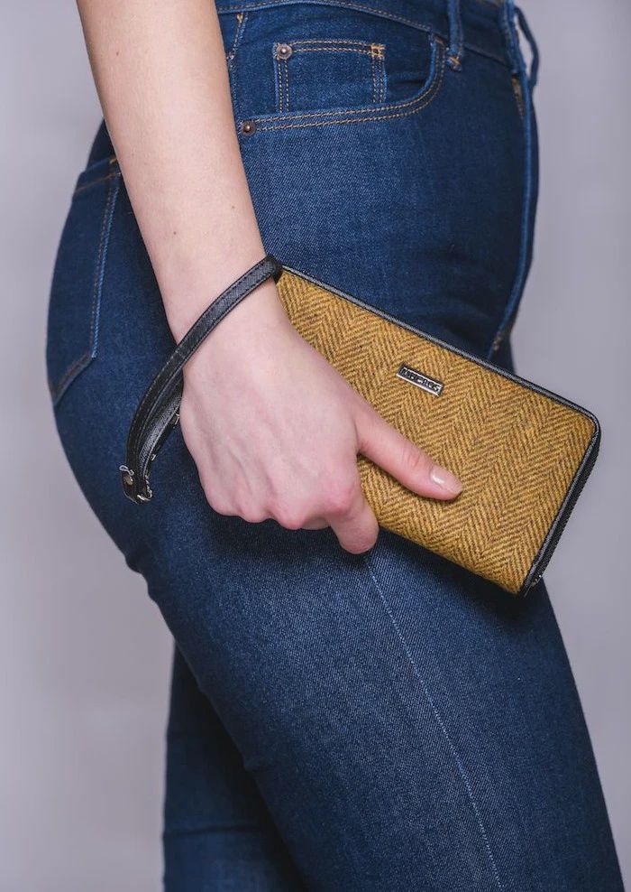 Tweed Wallet - Mustard