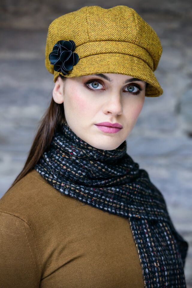 Newsboy Tweed Hat - Mustard