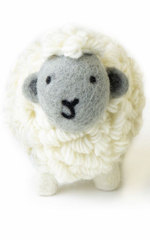 Knitted Sheep Collectible - White Grey Face