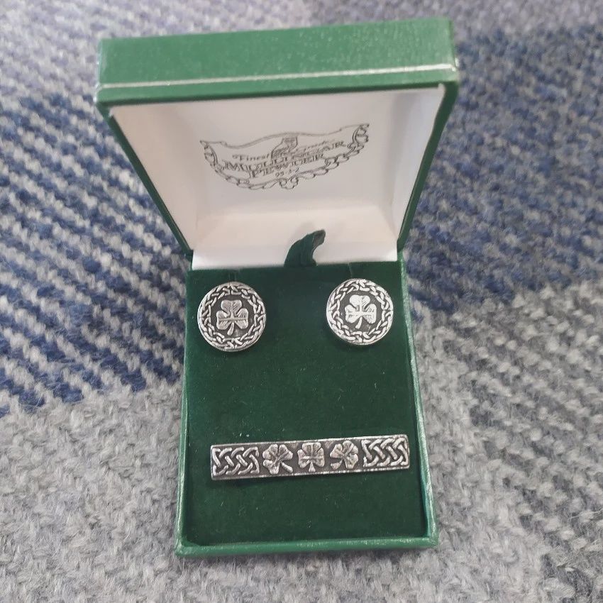 Pewter Tie Pin and Cufflinks