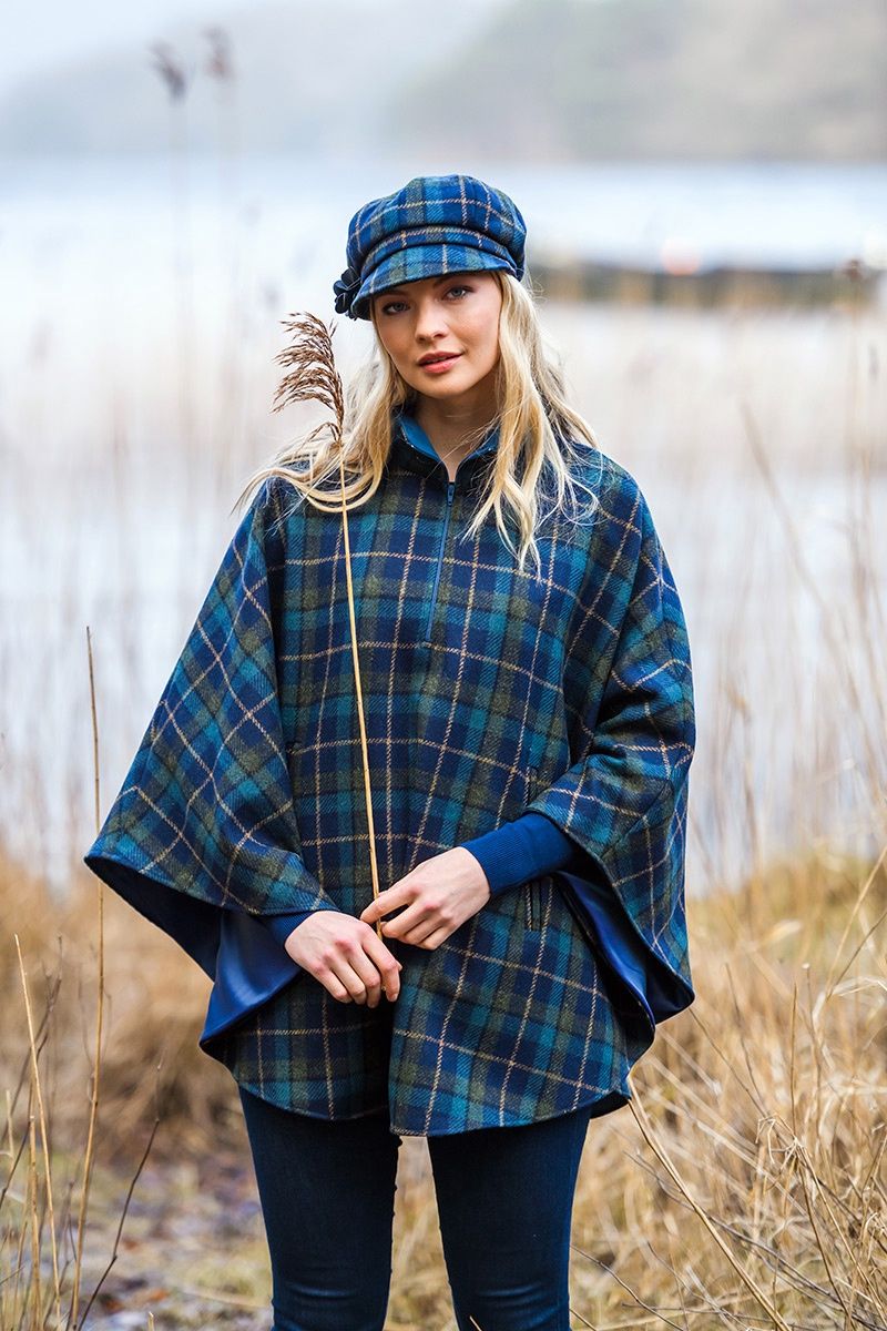 Tweed Half Zip Poncho-#401
