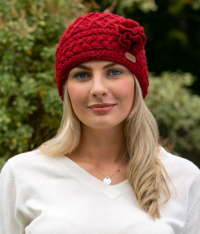 Aran Trellis Pullon/Flower-Red