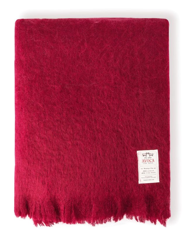 Avoca Mohair Throw- Ruby