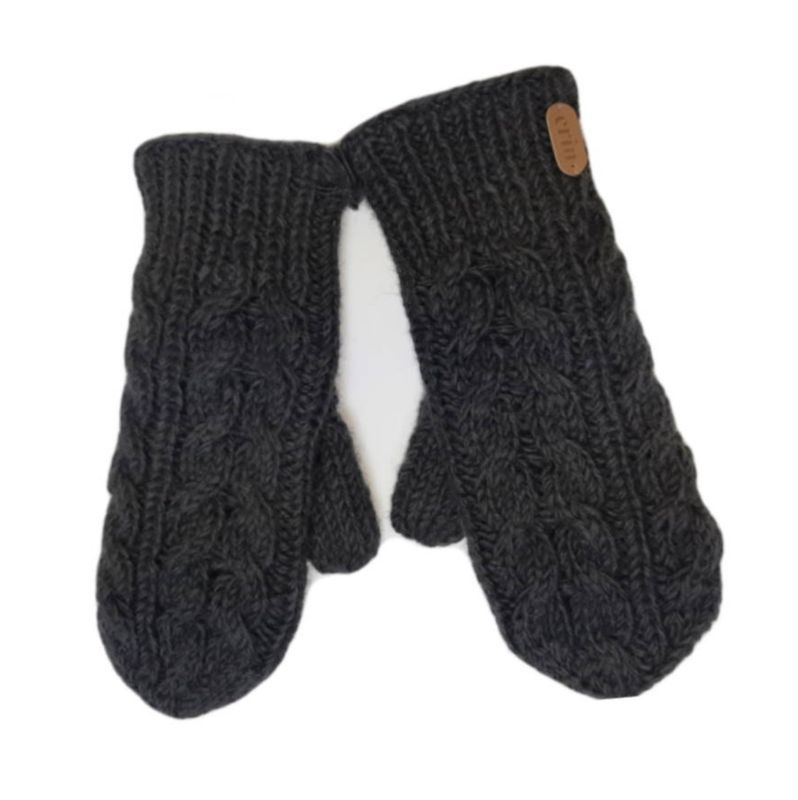 Aran Cable Mittens-Charcoal