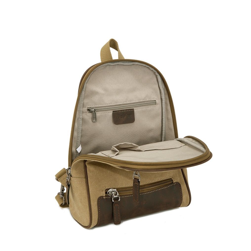 Multifunctional Canvas Sling Backpack - Mustard