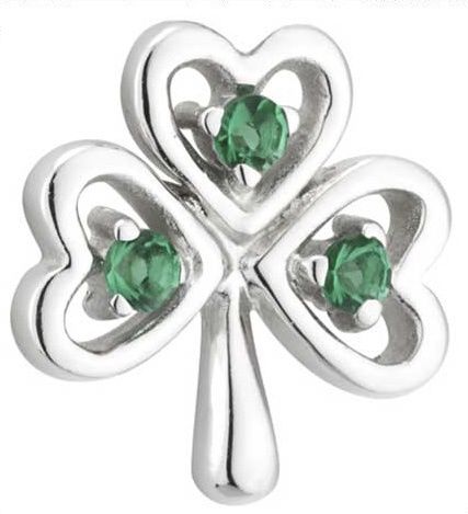 Acara-Shamrock with  Green Stone Earrings
