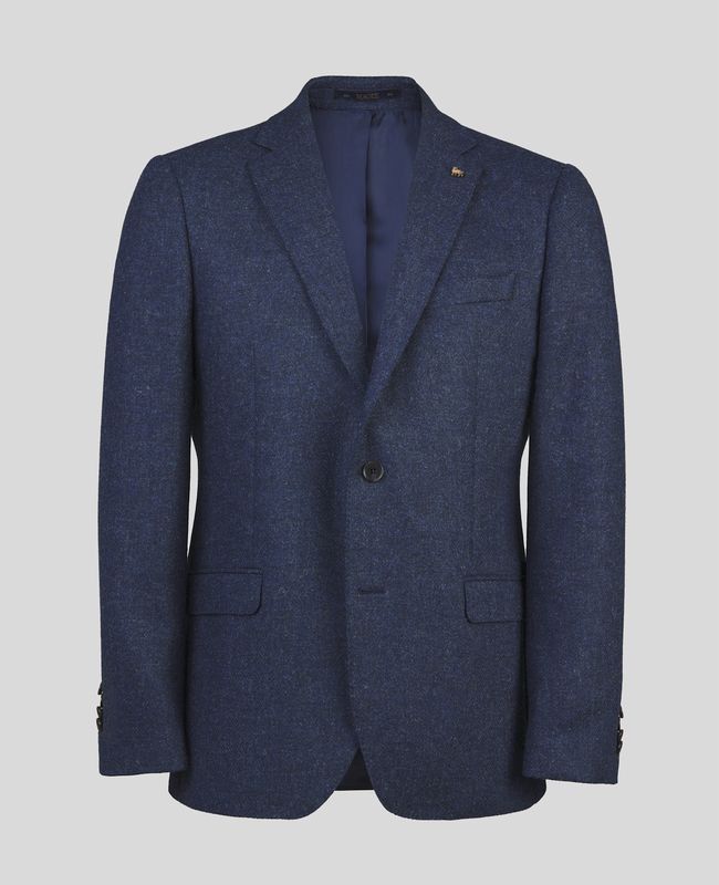 Clady Donegal Tweed Blazer In Blue Herringbone