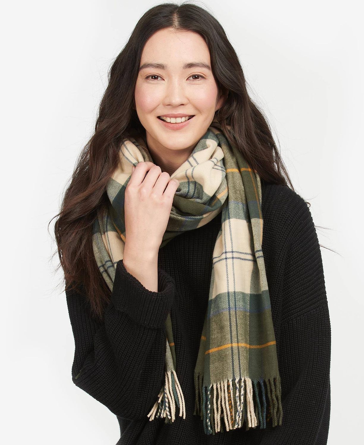 Barbour Wool &amp; Cashmere Tartan scarf - Ancient