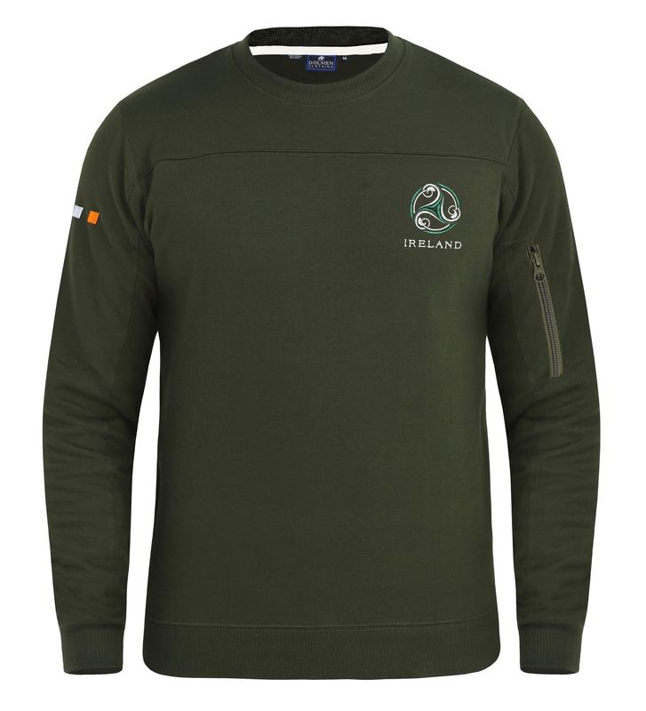 Crew Neck Triskele Side Zip Pocket