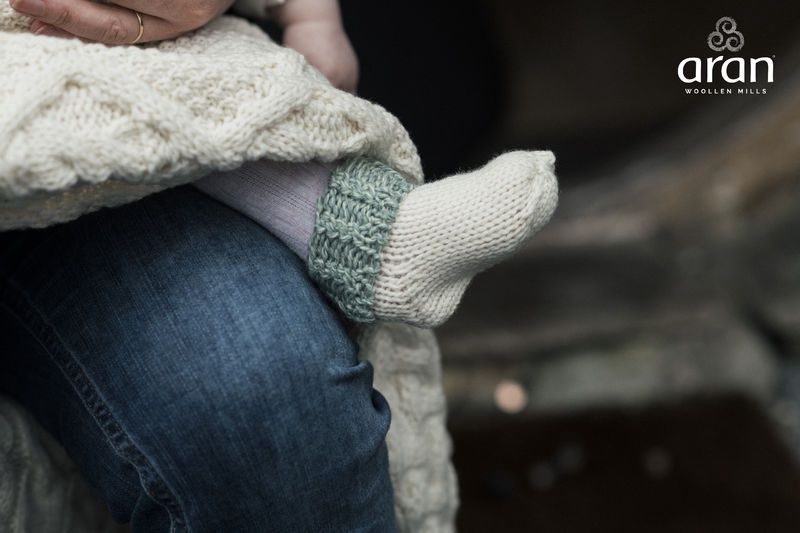 Baby Two Colour Socks - Natural Sage