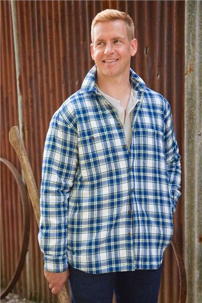 Fleece Lined Shirt-Blue White Check