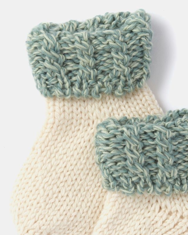Baby Two Colour Socks - Natural Sage