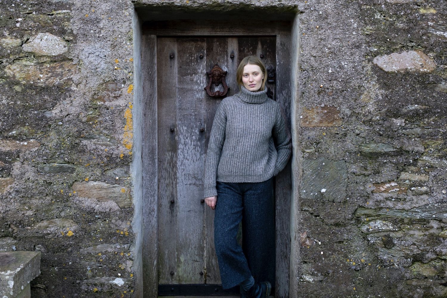 Boxy Polo Neck-Stone