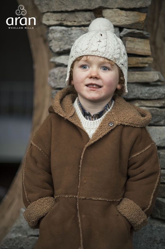 Children’s Hat With Pom Pom &amp; Ear Flaps - Natural
