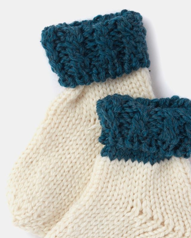 Baby Two Colour Socks - Natural Teal