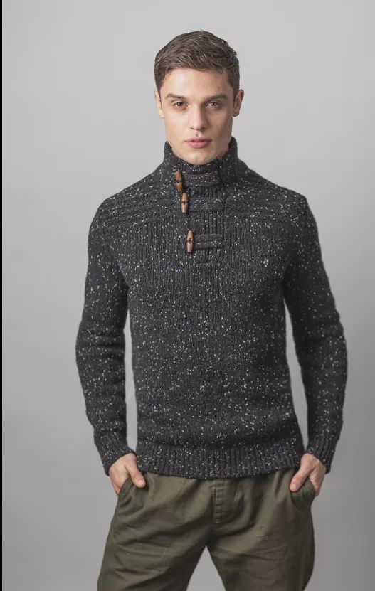 Fisherman Toggle Neck Sweater - Raven