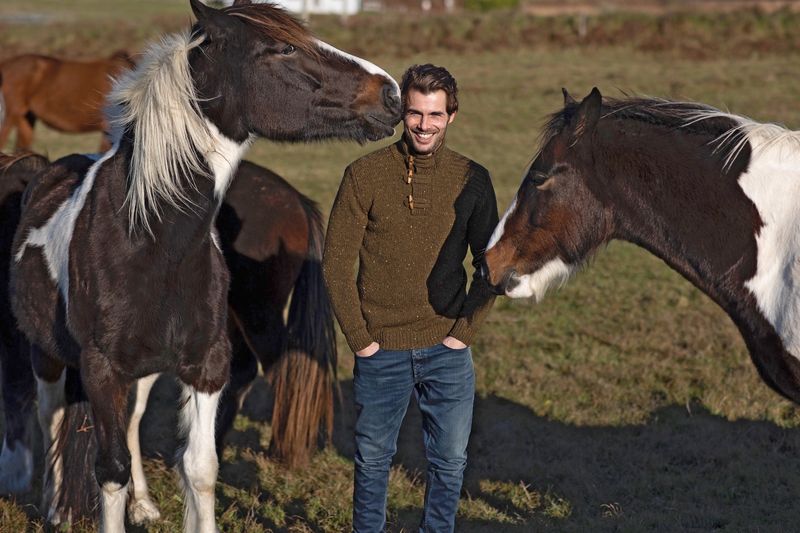 Fisherman Toggle Neck Sweater - Olive Green