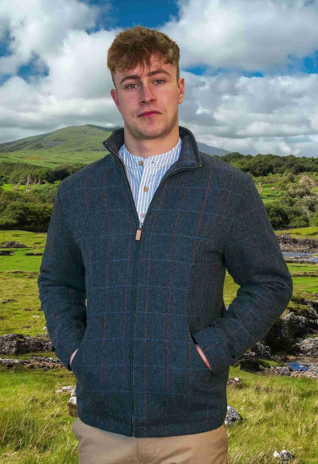 Donegal Overcheck Jacket - Dark Blue