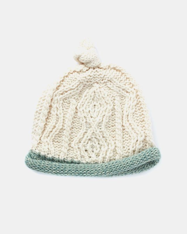 Baby Two Colour Hat -  Natural Sage