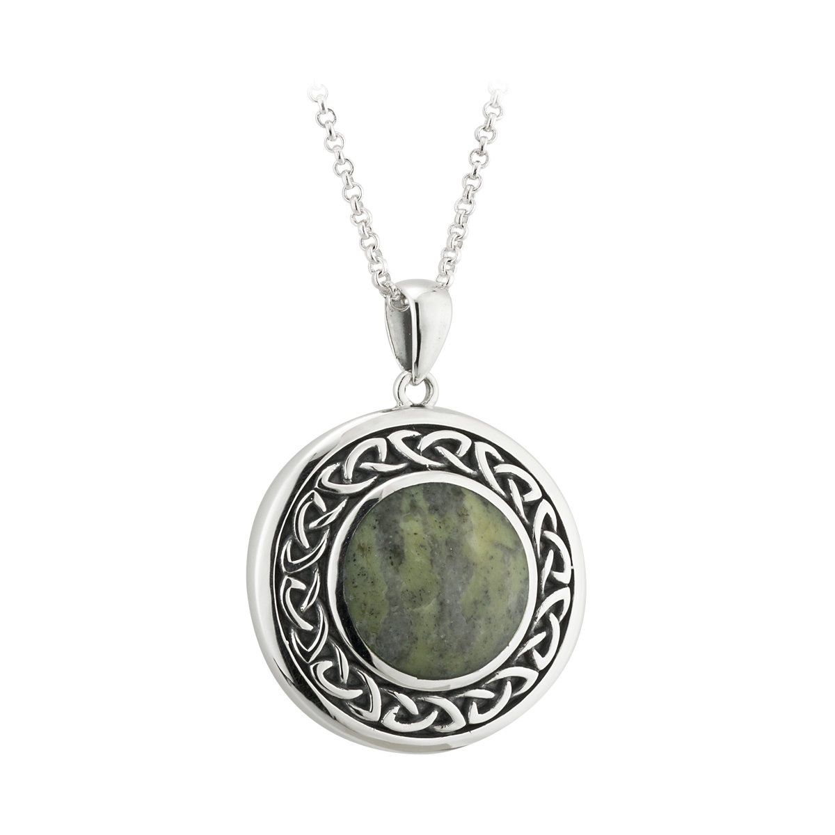 Silver Connemara Marble Round Pendant