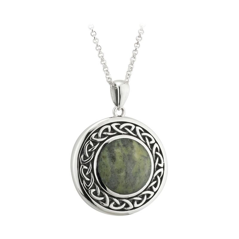 Silver Connemara Marble Round Pendant