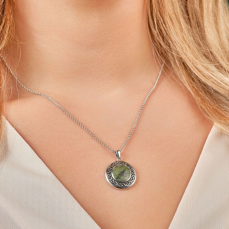 Silver Connemara Marble Round Pendant