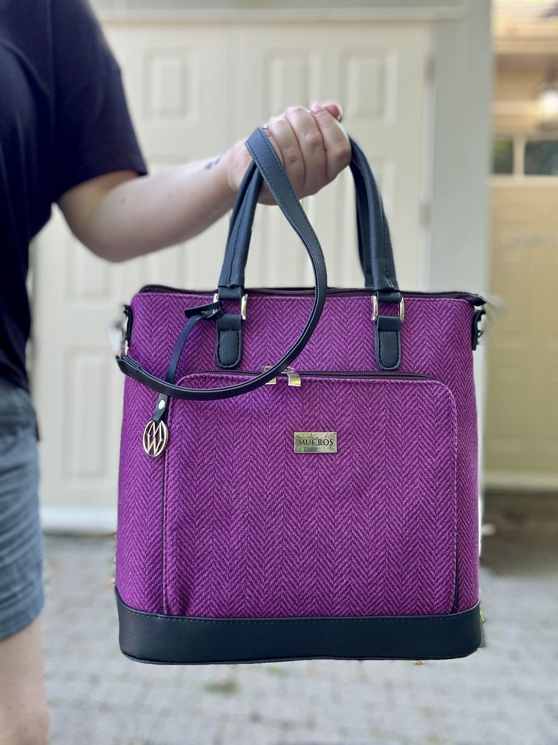 Ciara Bag - Purple Herringbone