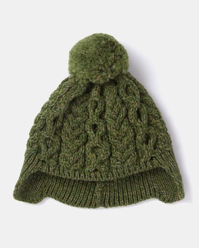 Children’s Hat With Pom Pom &amp; Ear Flaps - Green