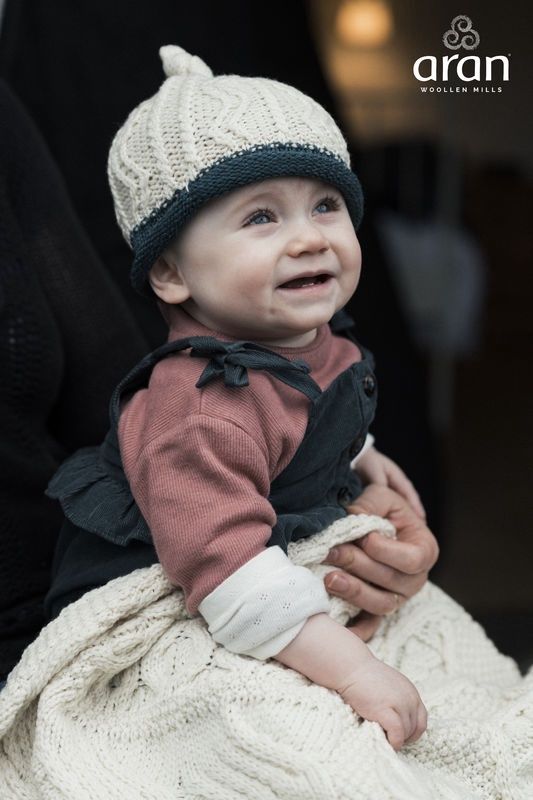 Baby Two Colour Hat - Natural Teal