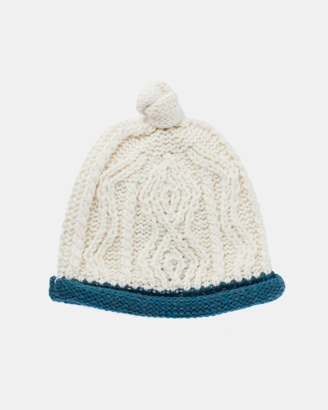 Baby Two Colour Hat - Natural Teal