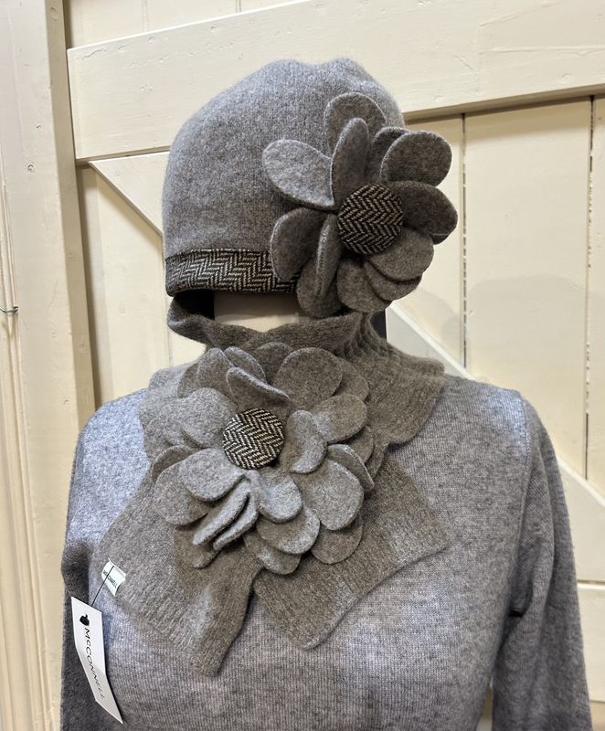 Floral Beanie - Taupe