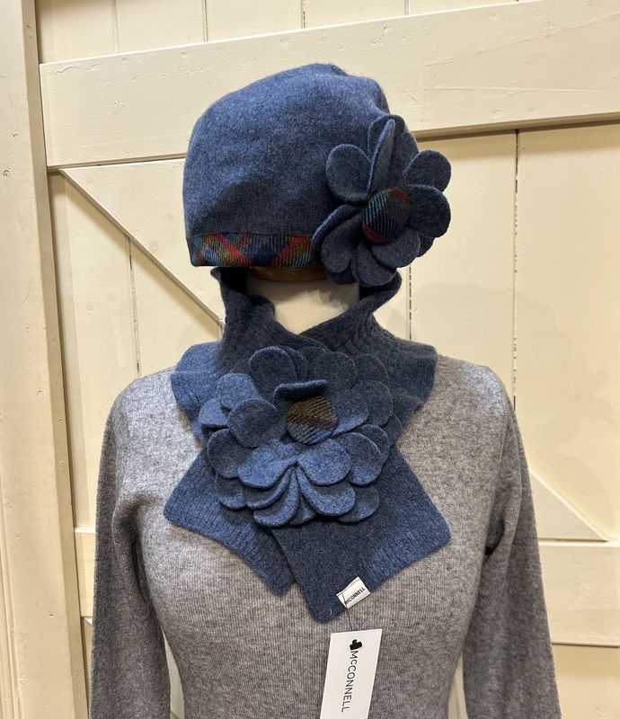 Floral Beanie - Denim