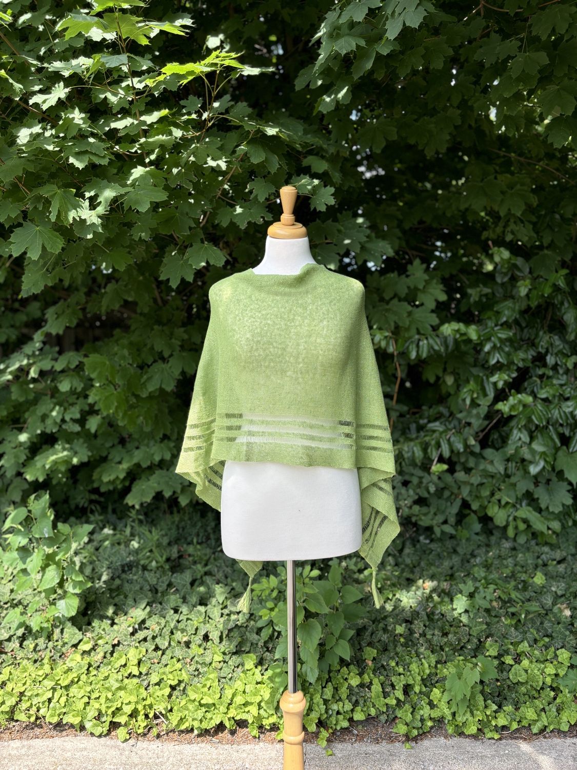 100% Linen Poncho - Sage green